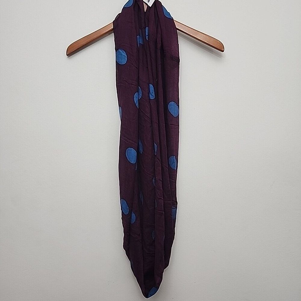 Loft Infinity Scarf‎ Purple with Blue Polka Dots